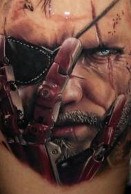 spalla realistica ritratto a colori del ritratto maschile tatuaggio 58670 - spalla colorata stile cuore schizzo e bussola tatuaggio