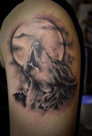 Schulter braun Paulus Wolf und Mond Tattoo Muster