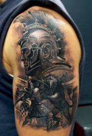 schouder zwart bruin gevecht gladiator tattoo foto