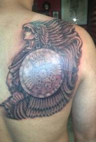 肩膀棕色印度戰士紋身圖案