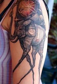 skulderfarve linje elefant tatovering mønster