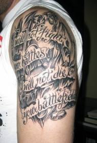 ramena crna siva slika engleskog abecede tetovaža