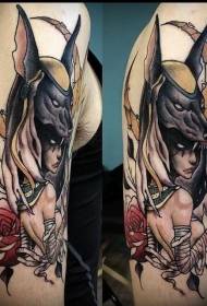 patró de tatuatge de nou estil escolar de color Anubis