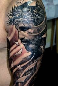 balikat kamangha-manghang estilo ng relihiyon Jesus portrait tattoo