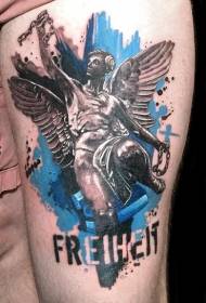 koulè janm wòch Sur style Icarus estati tatoo