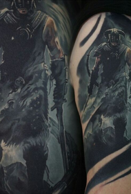 Imagen de tatuaje de hombro de estilo de ilustración de Sky Dragon King