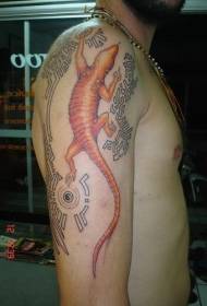 modello tatuaggio lucertola strisciante colore spalla