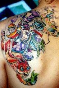 shoulder color 狡猾 flying fox tattoo pattern