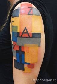 boja tetovaža na ramenu geometrijski uzorak tetovaža slova