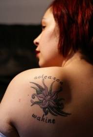 Modello di tatuaggio orchidea viola chiaro colorato spalla