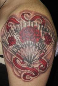 immagine tatuaggio tatuaggio spalla rosa dipinto fan