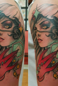 axel ny stil färg kvinnlig porträtt tatuering mönster