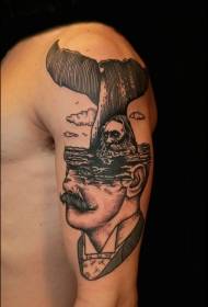 rama črna nenavadni slog slika polportret pol tatoo