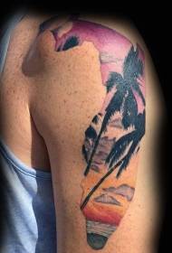 modello di tatuaggio spalla color palma originale
