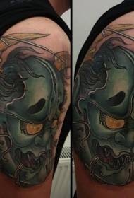 épaule nouveau tatouage de masque de couleur blush de style japonais