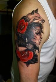 Nov slog obarvan ramen cigan ženska vzorec tatoo