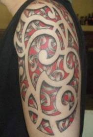 Modello di tatuaggio totem tribale di colore spalla grande