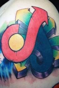 graffiti style arrow colored ombro tatuagem padrão
