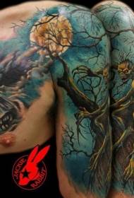 mità di culore horror stile mostru zombie di tatuaggio