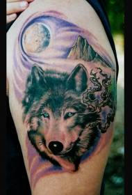 I-Collage wolf ikhanda lekhanda lesihlahla se-tattoo efile