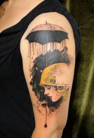 Niezwykły styl malowany kobiet z wzorem tatuażu parasol