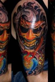 váll szín ördög maszk tetoválás minta