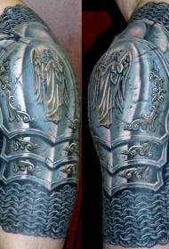 Braço incrível padrão de tatuagem de armadura medieval colorida