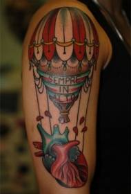 Old School Estilos de globos de cores e tatuaxes de corazón