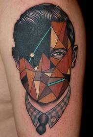 retro stijl kleurrijke geometrische portret tattoo patroon