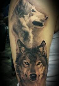Arm schwarz grau Tinte Farbe Wolf Kopf Porträt Tattoo Muster