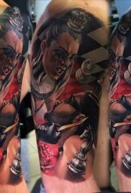 Novu figure di scacchi di u generu di culore è mudellu di tatuaggi di u capu umanu