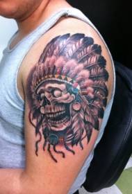 schouderkleurig Indiase schedel tattoo patroon