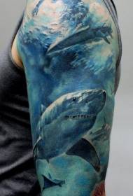 Realität Farbe Unterwasser Hai Tattoo Muster