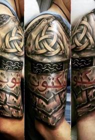 Nagy kar kelta stílusú színes páncél jelvény tetoválás minta