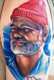 realistinen tyyli väri vanha mies parta tatuointi