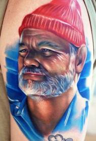 tatu di barba realista di culore di stile vechju
