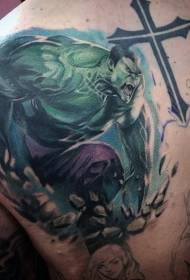 ombro cor vintage em quadrinhos verde gigante tatuagem padrão
