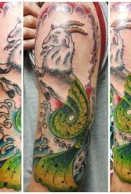 shoulder-colored beautiful Capricorn tattoo pattern