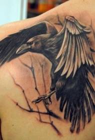 Чорний коричневий плече ворона татуювання візерунок