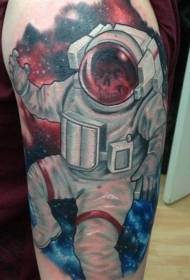 modello di tatuaggio scheletro astronauta colore della spalla