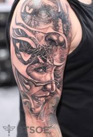 rudas pečių tatuiruotės senukas ir moters portreto tatuiruotės modelis