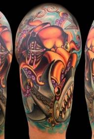 Schulter neue Schule-Stil farbige Krake Tattoo-Muster