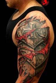 Txiv neej Npab 3D Ripped Tawv Rau Nruab Nrab Hlau Nruab Nrab Hlau Armor xim Tattoo Txawv Qauv