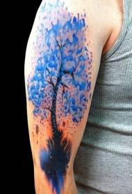 Váll színű nagy fa tetoválás minta