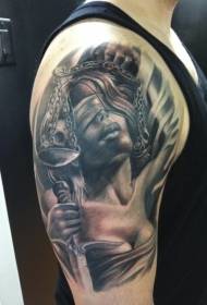 realistische Stil schwarz grau Frau Schulter Tattoo Muster