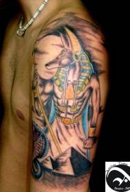 disegno tatuaggio spalla Seth God vecchio colore