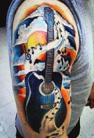 Ang gitara nga kolor sa abaga nga adunay sumbanan sa tattoo sa musikal