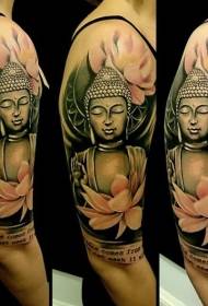 rangi ya mabega ya kuvutia kama tattoo ya sanamu ya Buddha