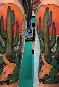 új stílusú színes váll-sivatagi kaktusz tetoválás minta