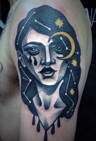 hombro old school misterioso zodiaco mujer tatuaje